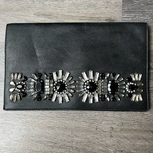 Express vegan leather rhinestone clutch